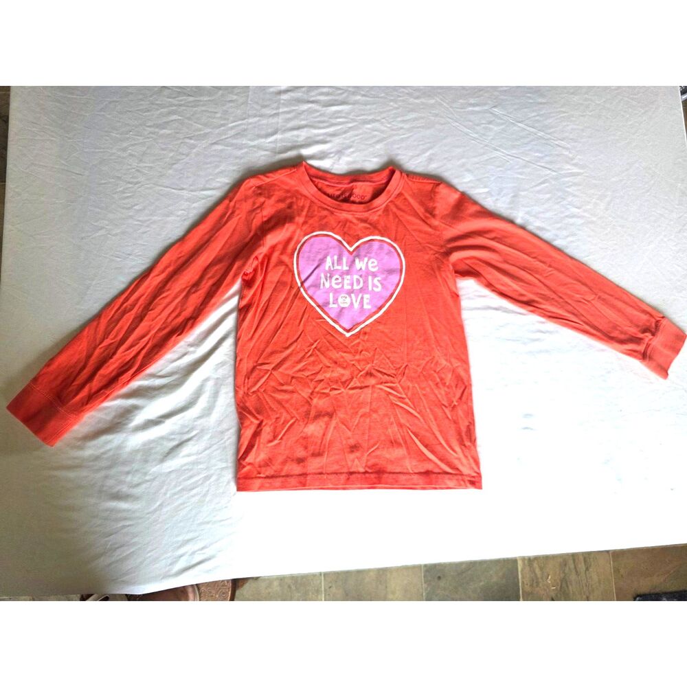 NWOT Life is Good Kids Long Sleeve Tee Shirt-Coral / Pink - Size Large (L)